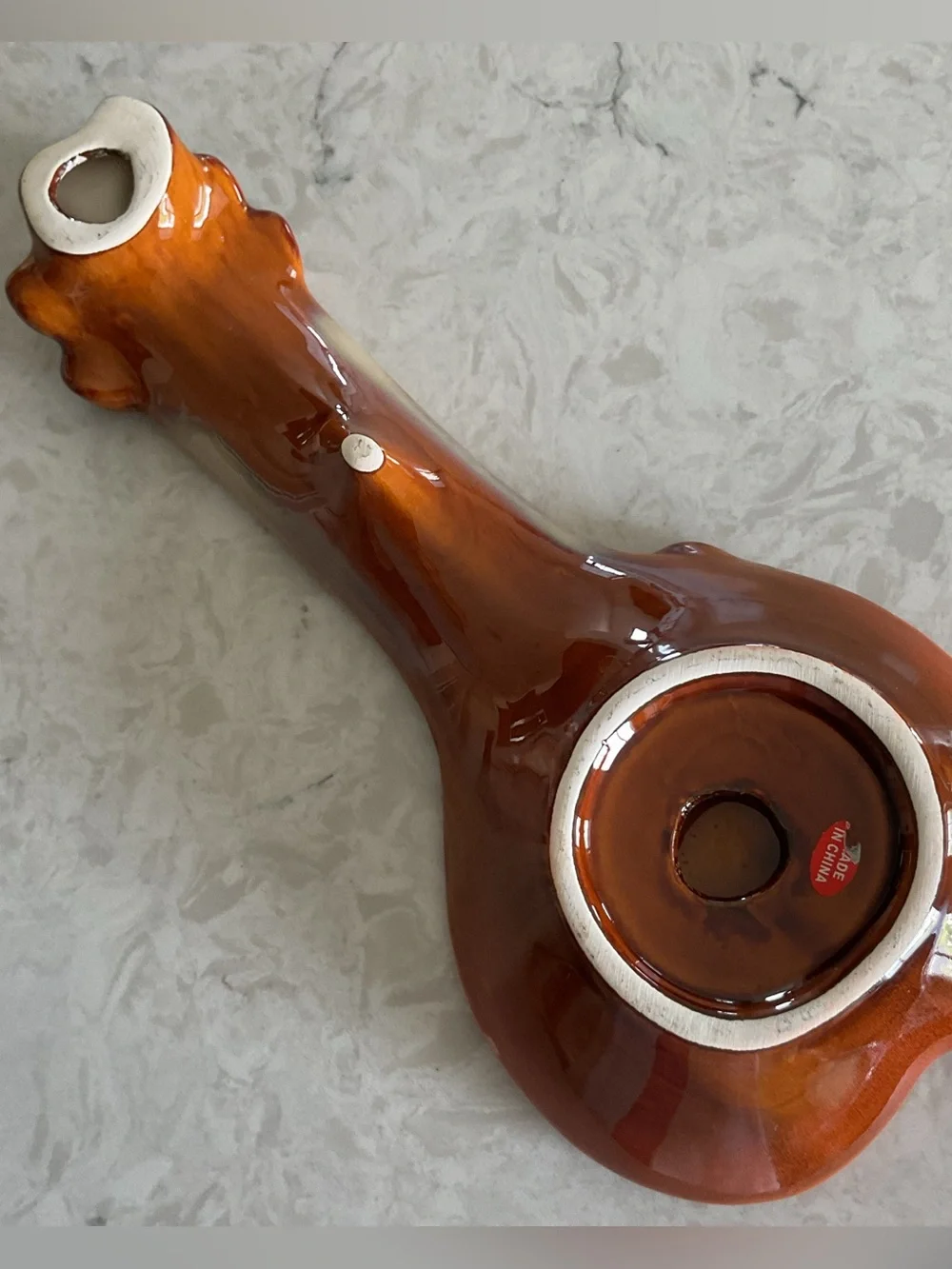 Ceramic Pumpkin Shaped Soon Rest in Rustic Orange & Green 11” Long